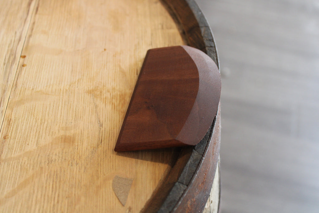 Rounded dough bench scraper wooden walnut.
